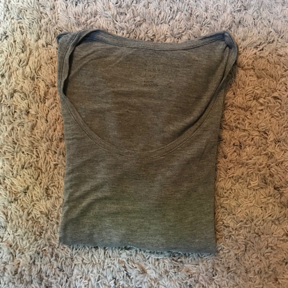 Grey Scoop Neck T-Shirt